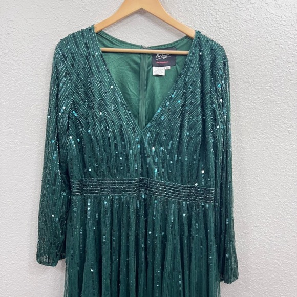 NEW $598 MAC DUGGAL 5529 EMERALD GREEN SEQUIN MIDI DRESS 5529 Plus Size … - Picture 4 of 16